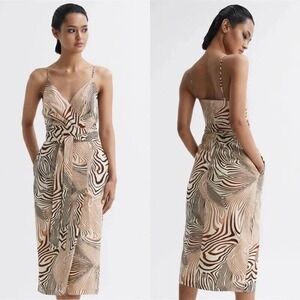 NEW NWT REISS Rosie Animal Print Midi Dress SIZE US 10 $320